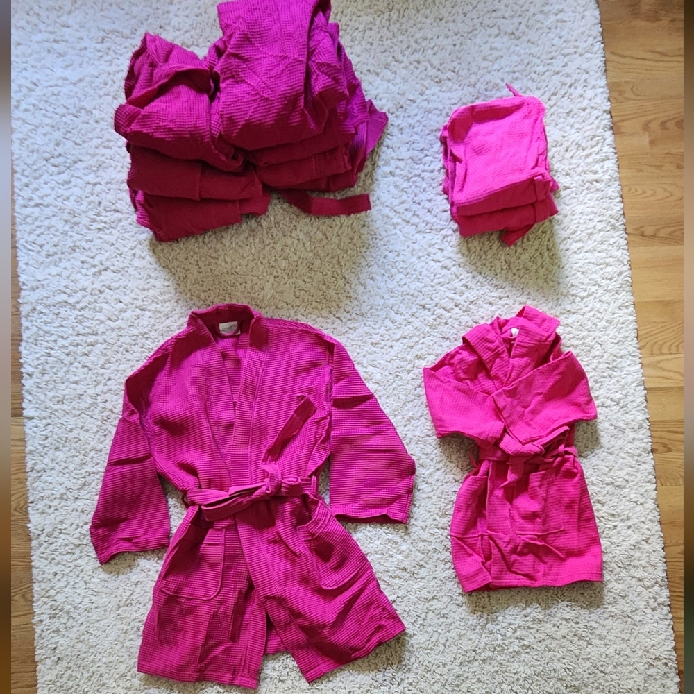 8 Bridal party matching robes with 3 flower girl robes
